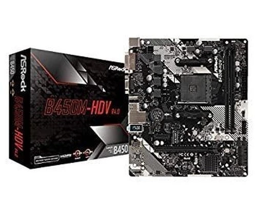 Tarjeta madre Micro ATX ASRock B450M-HDV R4.0 AMD Ryzen AM4 usada - Imagen 1 de 1