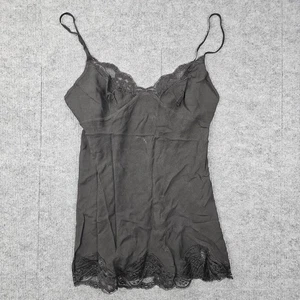 Vintage Victoria's Secret Tank Womens Small Black Silk Side Slit Bow Babydoll - Picture 1 of 8