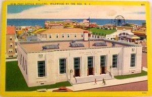 NEW POST OFFICE BLDG WILDWOOD BY THE SEA N.J. POSTCARD - Picture 1 of 1