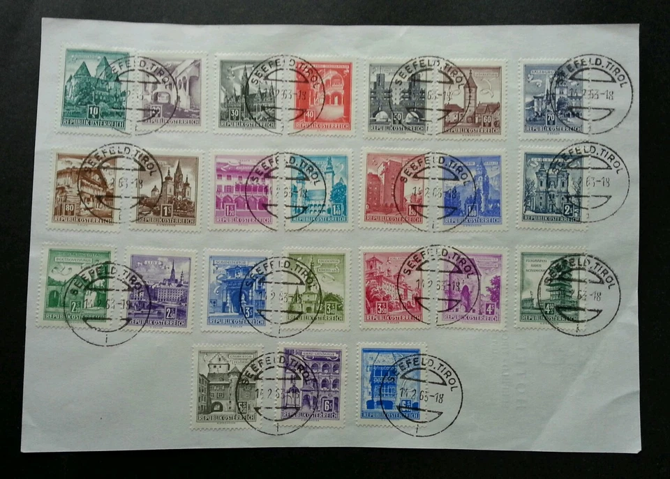 Austria Building Series 1963 Architecture (stamp on info sheet) *rare *see scan - Image 1 of 4