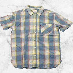 Men's Levi's Blue | Yellow | White | Red Plaid Button Down S/S Shirt NWT - Imagen 1 de 3