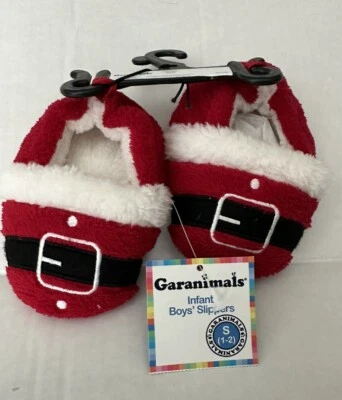 New-Garanimals - 红色毛绒圣诞老人拖鞋 - 婴儿 S 码 1-2 — 第 1/4 张图片
