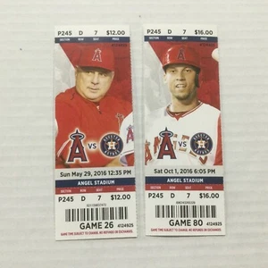 ANGELS 2016 TICKET STUB 5/29/16 10/1/16 VS ASTROS - Picture 1 of 3