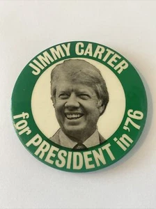 Prendedor vintage 1976 Jimmy Carter para presidente en '76 3,5" botón pinback - Imagen 1 de 2