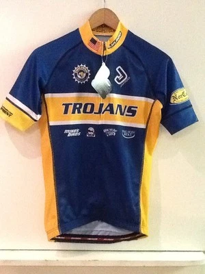 Camiseta masculina de ciclismo Jakroo Trojans azul zíper completo P pequena nova - Imagem 1 de 4