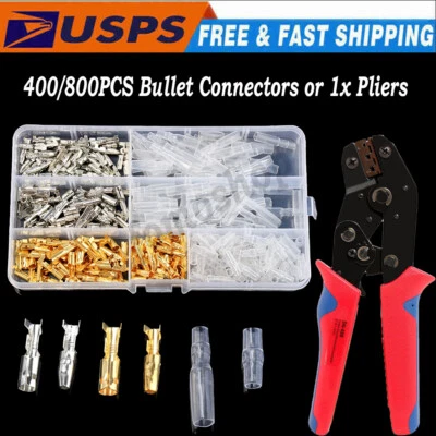 800PCS Mixed Male Female Bullet Electrical Wire Connectors Crimp Terminals 3.9mm - Image 1 of 4