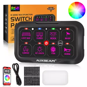 AUXBEAM RGB 8 Gang Auxiliary Switch Panel Toggle Momentary Pulsed bluetooth APP - Picture 1 of 12