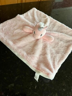 Trend Lab Pink White Shimmer Unicorn Security Blanket Lovey Plush Baby Girl - Image 1 of 4
