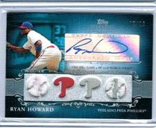2009 Topps Sterling Ryan Howard Quad Jersey Relic Auto #'ed 05/10