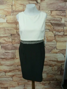 Betsy & Adam Size 12 Black/ White  Beaded Waist Sexy Back Zip  Dress Flaw  - Picture 1 of 8