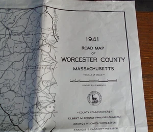 Worcester County Massachusetts, 1941 Road Map - Picture 1 of 9