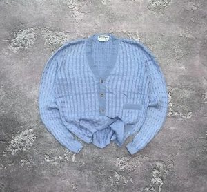 salvatore ferragamo S Blue Wmns Button Up Knitwear Cardigan Sweater Knit Rare - Picture 1 of 23