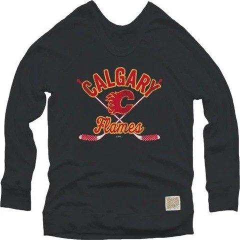 Original Retro Brand NHL Calgary Flames Womens Pullover Sweatshirt, M/Black Cover