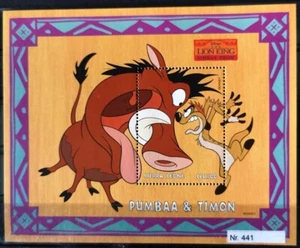 DD441 Sierra Leone MNH Disney Cartoni Animati Animazione Pumbaa Timon Re Leone - Foto 1 di 6