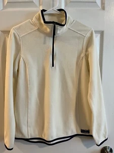 L.L. Bean Women's Fleece Pullover - Cream with Navy Accents, Size M - Picture 1 of 9