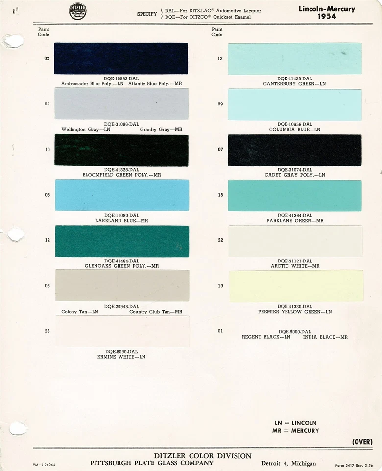 Lincoln-Mercury Cosmopolitan Capri Monterey 1953 astillas de pintura personalizadas (PPG) Foto 1 de 1