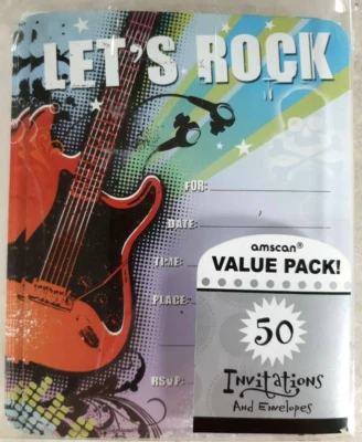 Let's Rock 50 Invitations and Envelopes Value Pack by Amscam - Image 1 of 3