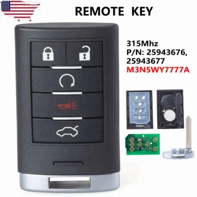 Keyless Entry Remote Car Key Fob Transmitter for Cadillac CTS STS M3N5WY7777A - Image 1 of 4