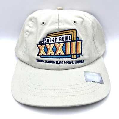 Gorra de colección NFL Super Bowl XXXIII Logo 7 Snapback 1999 blanca Foto 1 de 4