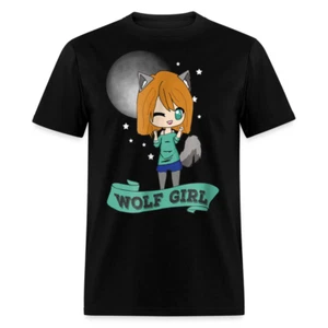 Wolf Girl shirt Cute Chibi Anime Waifu Moon T-Shirt size S-6XL - Picture 1 of 51