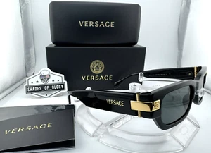 VERSACE VE 4465 GB1/87 BLACK GOLD DARK GREY MEDUSA SUNGLASSES 53MM $491 NEW - Picture 1 of 15