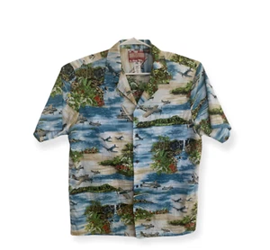 RJC War Planes Water Button Front Hawaiian Shirt Adult XL Vintage - Picture 1 of 4