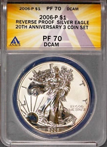 2006-P $1 Silver American Eagle Reverse Proof 70 ANACS # 7629057 + Bonus - Picture 1 of 2