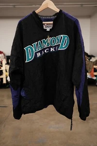 Majestic Arizona Diamondbacks MLB 1/4 Zip Men's Sz 2XL Black Pullover Jacket VTG - Picture 1 of 16