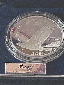 BALD EAGLE SILVER COMMEMORATIVE PROOF DOLLAR 2008 BEAUTIFUL!!!!!!!! WITH COA! - Picture 1 of 6