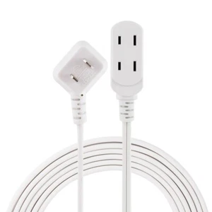 2X Philips 15' 3-Outlet Flat Polarized Extension Cord Indoor White - Slide Lock - Picture 1 of 3