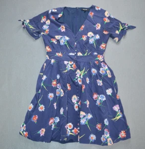 Madewell Flatter-By Floral Seide Knopfleiste Bindeärmel Retro Kleid Größe 0 - Bild 1 von 10