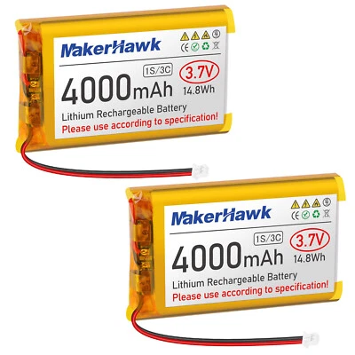 2 Stück 3,7V 4000mAh LiPo-Akku wiederaufladbar 1S 3C 124065 Lithium-Polymer-Akku - Bild 1 von 4