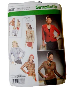 Chaqueta Simplicity 4081 Misses Petite Forrada Años 40 Retro Talla 8-16 NUEVA Sin Cortar - Imagen 1 de 3