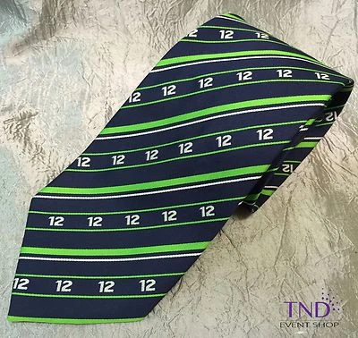 SEATTLE SEAHAWKS NUMBER 12 #12 FAN NECK TIE - BLUE AND GREEN - Image 1 of 2