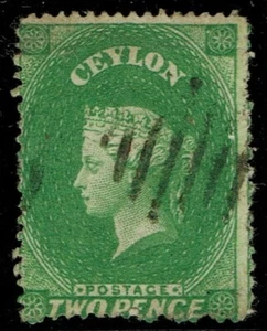 Ceylon 1861 2d Green SG29 Barred Cancel Fine Used Cat. £85.00 - Picture 1 of 1