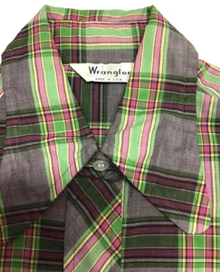 VINTAGE WRANGLER Western Wear Shirt Women's Size 34 Plaid Long Sleeve - Picture 1 of 9