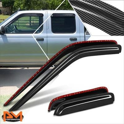 Para 00-04 Nissan Frontier Doble Cabina Cinta-en Ventana Viseras Sol Lluvia Sombra Foto 1 de 4
