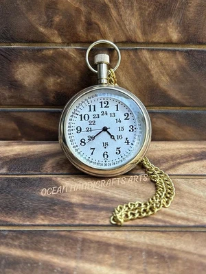 Antique Brass Pocket Watch Nautical Style 2" Vintage Quartz Collectible Gift for - Image 1 of 3