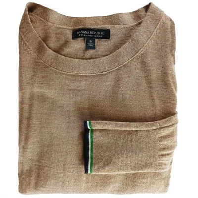 Suéter beige Banana Republic para mujer talla S 100 % lana merino lavable cuello redondo Foto 1 de 4