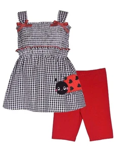 NEW Bonnie Jean Baby Shorts Set 24 Months Bows Gingham Seersucker Ladybug Outfit - Picture 1 of 2