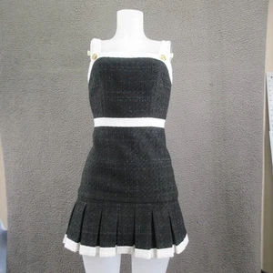 Alice + Olivia Kleid Damen 2 schwarz cremeweiß Tweed Plissee Saum ärmellos - Bild 1 von 19