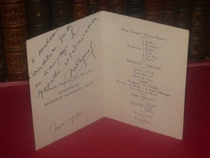 [SOUVENIRS MAD. GUITTY ACTRICE] MENU SIGNE MARCEL PAGNOL 650e DE TOPAZE 1930 - Imagen 1 de 9