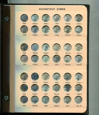 1946 - 2019 D P ROOSEVELT SILVER DIME SET OF 155 COINS GEM CU BU W/ DANSCO 5589 - Image 1 of 4