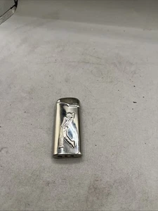 VIntage BUTANE LIGHTER Art Deco Raised Golfer, white metal - Picture 1 of 13
