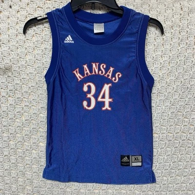 Camiseta deportiva Kansas para niños XL azul Adidas baloncesto universitario #34 Foto 1 de 4