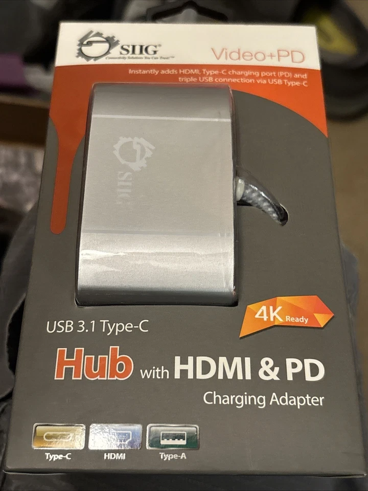 SIIG USB 3.1 Type-C Hub HDMI 3 x USB 3.1 & PD Charging 4K Ready JU-H30612-S1 - Image 1 of 2