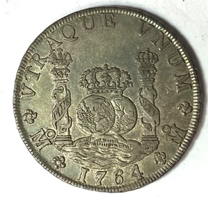 Moneda de Plata 8 Ocho Reales Colonia Española México 1764 KM# 105 - Imagen 1 de 3