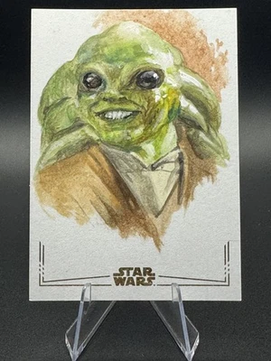 Tarjeta de boceto 2025 Topps cromada Star Wars lámina dorada kit 1/1 Fisto por Will Pleydon Foto 1 de 2