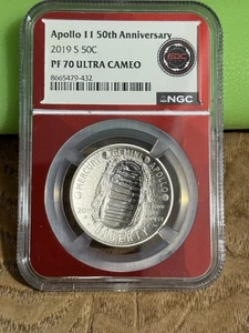 2019-S 50c Apollo 11 50th Anniv NGC PF70 Ultra Cameo UCAM Commem Clad PROOF - Picture 1 of 2