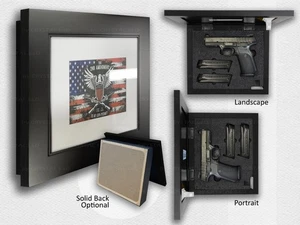 Hidden Storage Photo Frame for Gun and Valuables 13 in. x 11 in. / *BLACK* - Picture 1 of 49